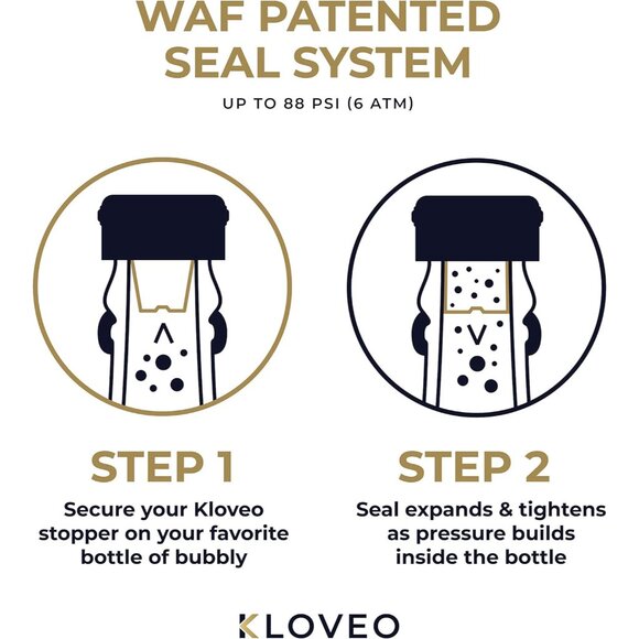 Champagne Stopper Black - Patented Seal - Made in Italy - WAF Plastic Bottle Sto - Picture 3 of 6